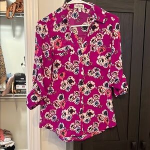 Express Pink 3/4 Sleeve Button Down Shirt